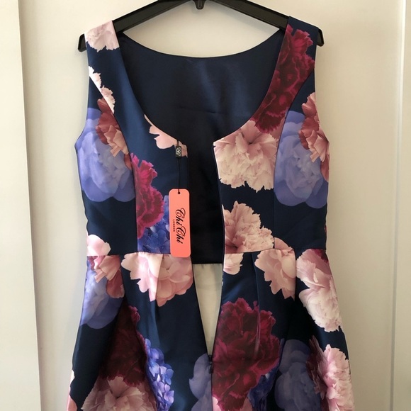 New Chi Chi London Floral Navy Dress 10 - Picture 7 of 14